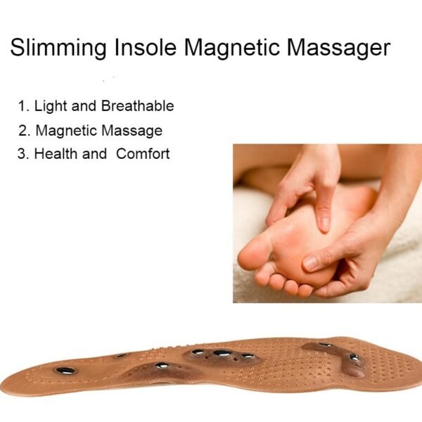 Insole slimming magnetic massager with acupressure nodes for foot stimulation and comfort
