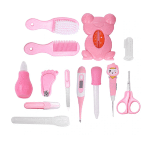 Newborn baby grooming kit with brush comb nail clipper and thermometer