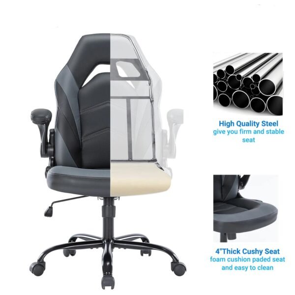 ergonomic office chair adjustable pu leather executive desk chair with armrests lumbar support swivel height adjustable chair for home office long sitting comfort