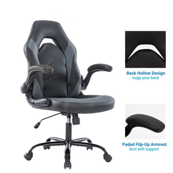 ergonomic office chair adjustable pu leather executive desk chair with armrests lumbar support swivel height adjustable chair for home office long sitting comfort