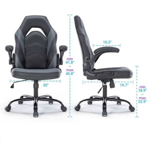 ergonomic office chair adjustable pu leather executive desk chair with armrests lumbar support swivel height adjustable chair for home office long sitting comfort