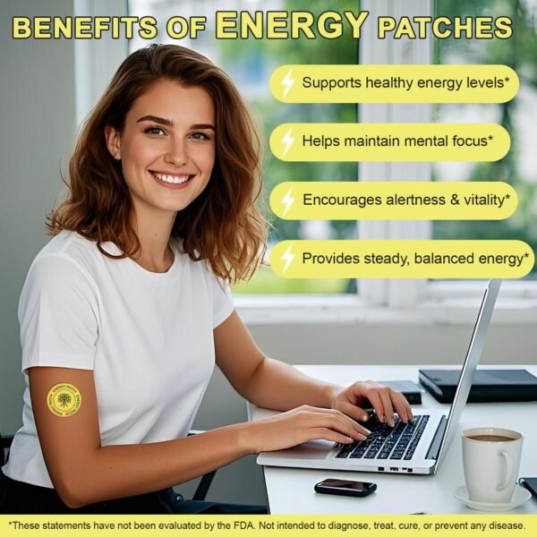 energy patch for focus and balanced energy applied on arm for daily use